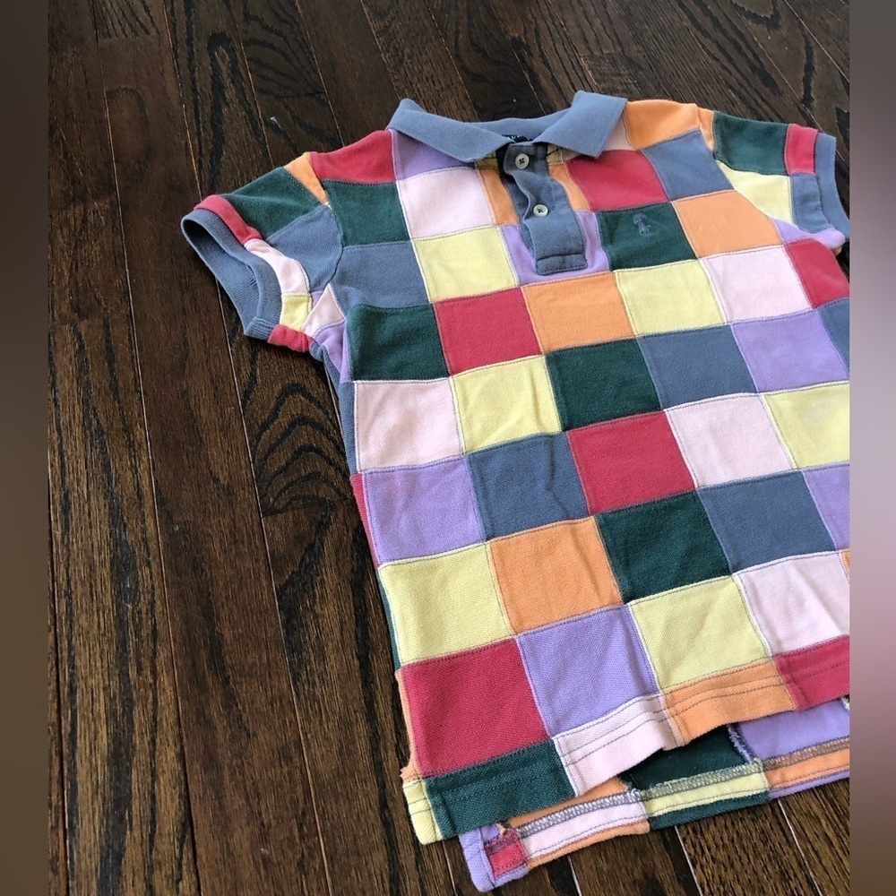 Ralph Lauren Women’ XS Vintage Multi-Color Patchwork Slim Fit Polo Shirt - GUC! - Picture 3 of 12